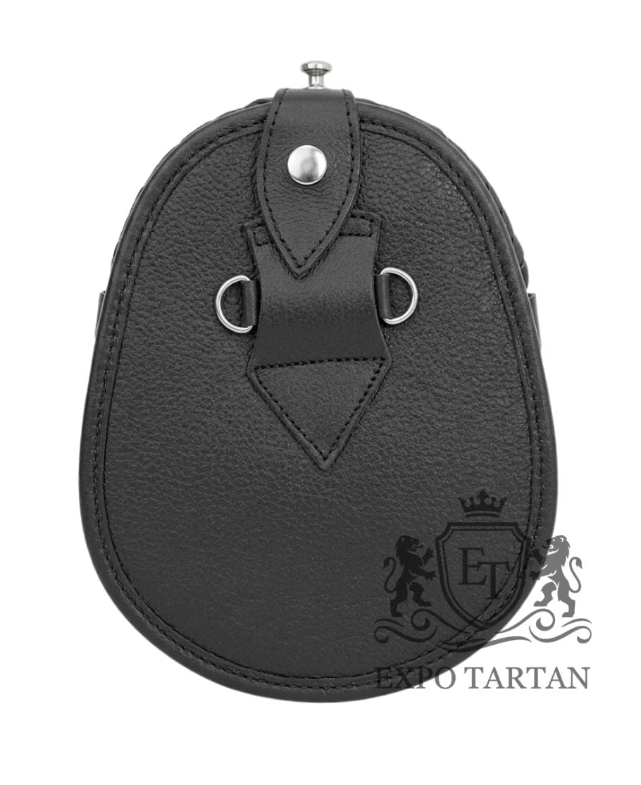 Real Black Leather Kilt Sporran Premium Quality Antique Finish