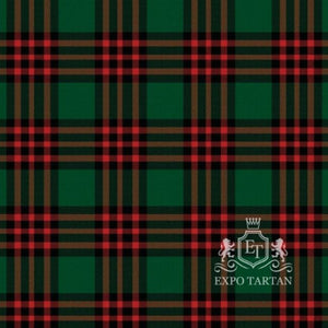 Men's Romsdal Norway Ancient Swatch showing a rich forest green sett, intersected by thick black bands and prominent red lines