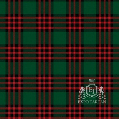 Men's Romsdal Norway Swatch showing a rich forest green sett, intersected by thick black bands and prominent red lines