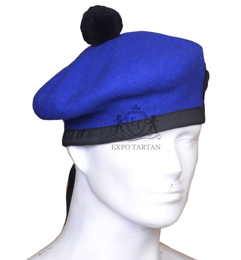 Scottish Military Kilt Cap Royal blue Wool Balmoral Bonnet Hat