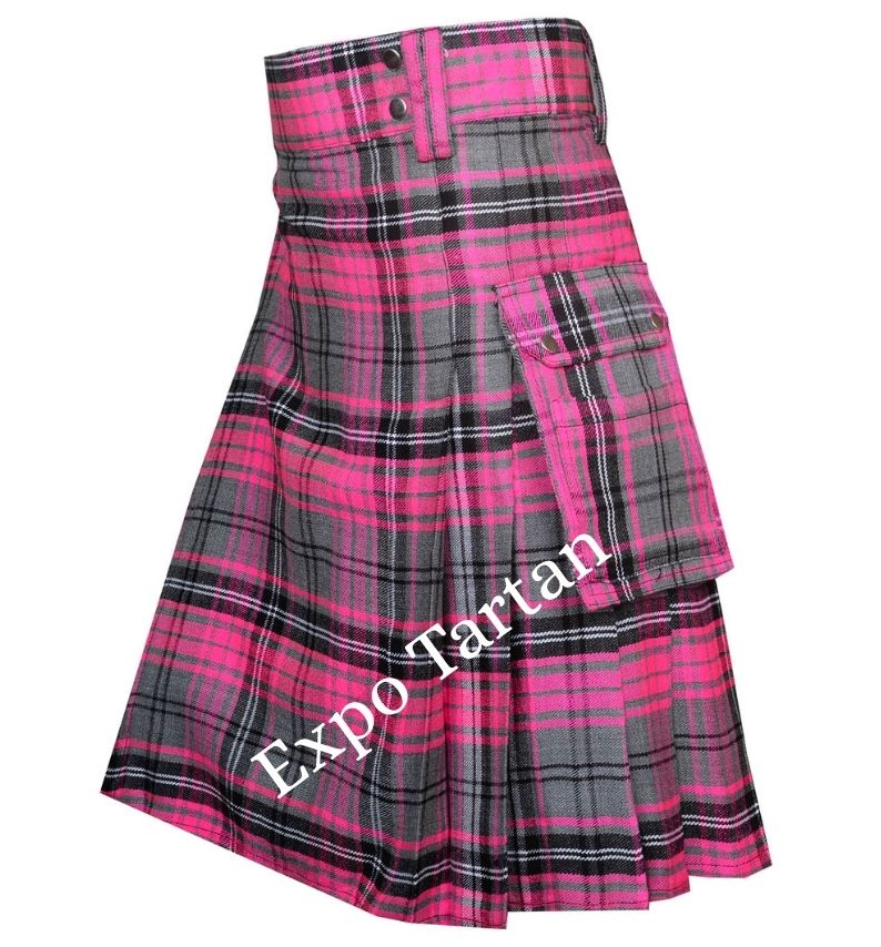 Alisa Pink Tartan Utility Kilt - image 3