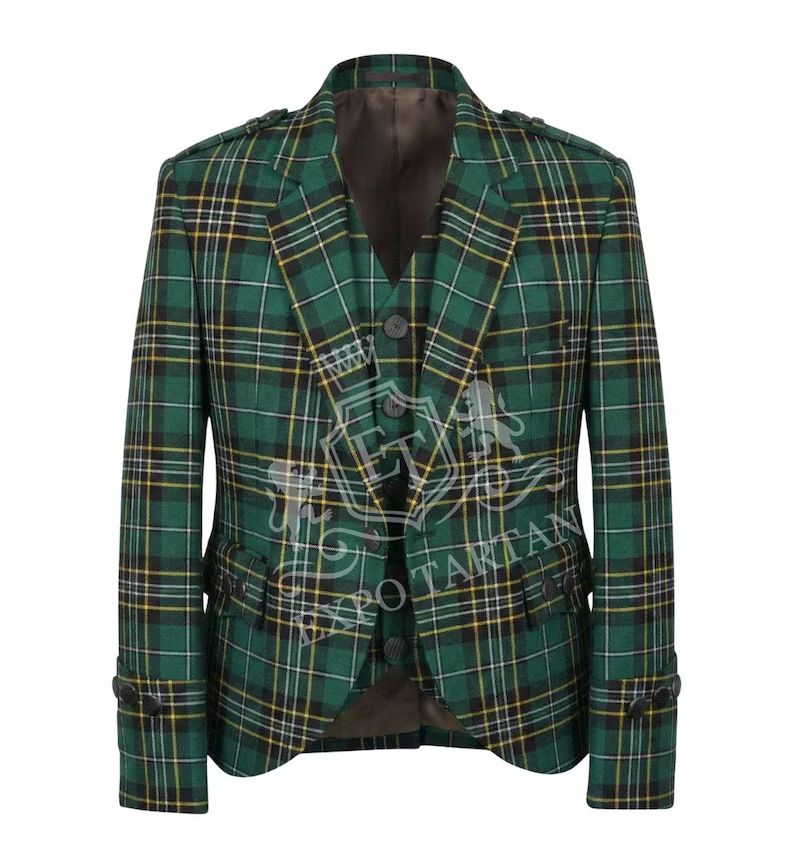 Argyll Acrylic Wool Kilt Jacket in Dark Irish Tartan