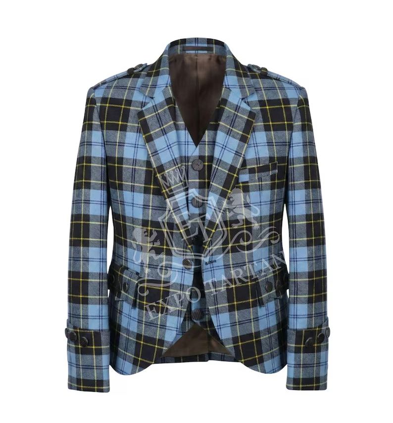 Argyll Acrylic Wool Kilt Jacket in U.S Airforce Tartan