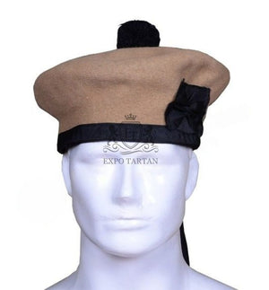 Scottish Military Kilt Cap Khaki Wool Balmoral Bonnet Hat