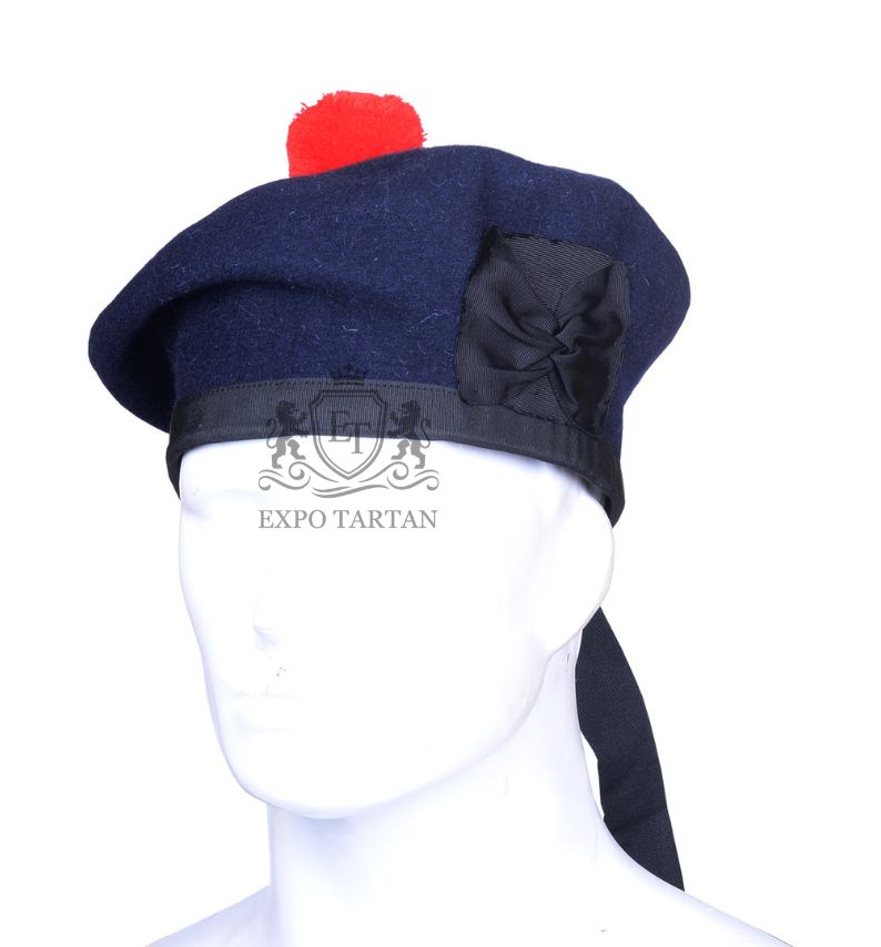 Scottish Military Kilt Cap Navy Blue Wool Balmoral Bonnet Hat