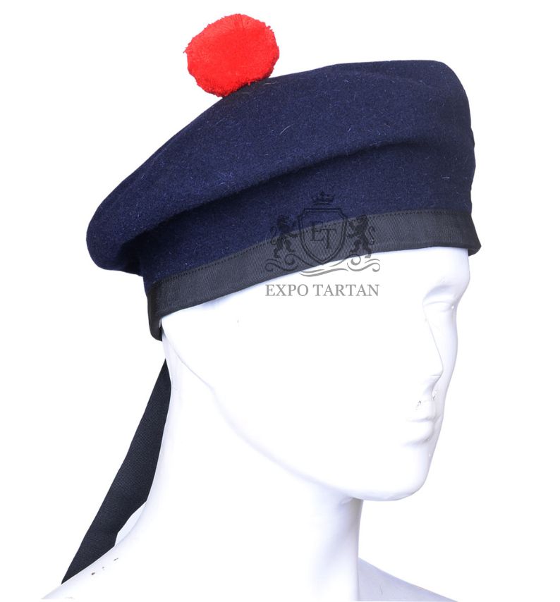 Scottish Military Kilt Cap Navy Blue Wool Balmoral Bonnet Hat