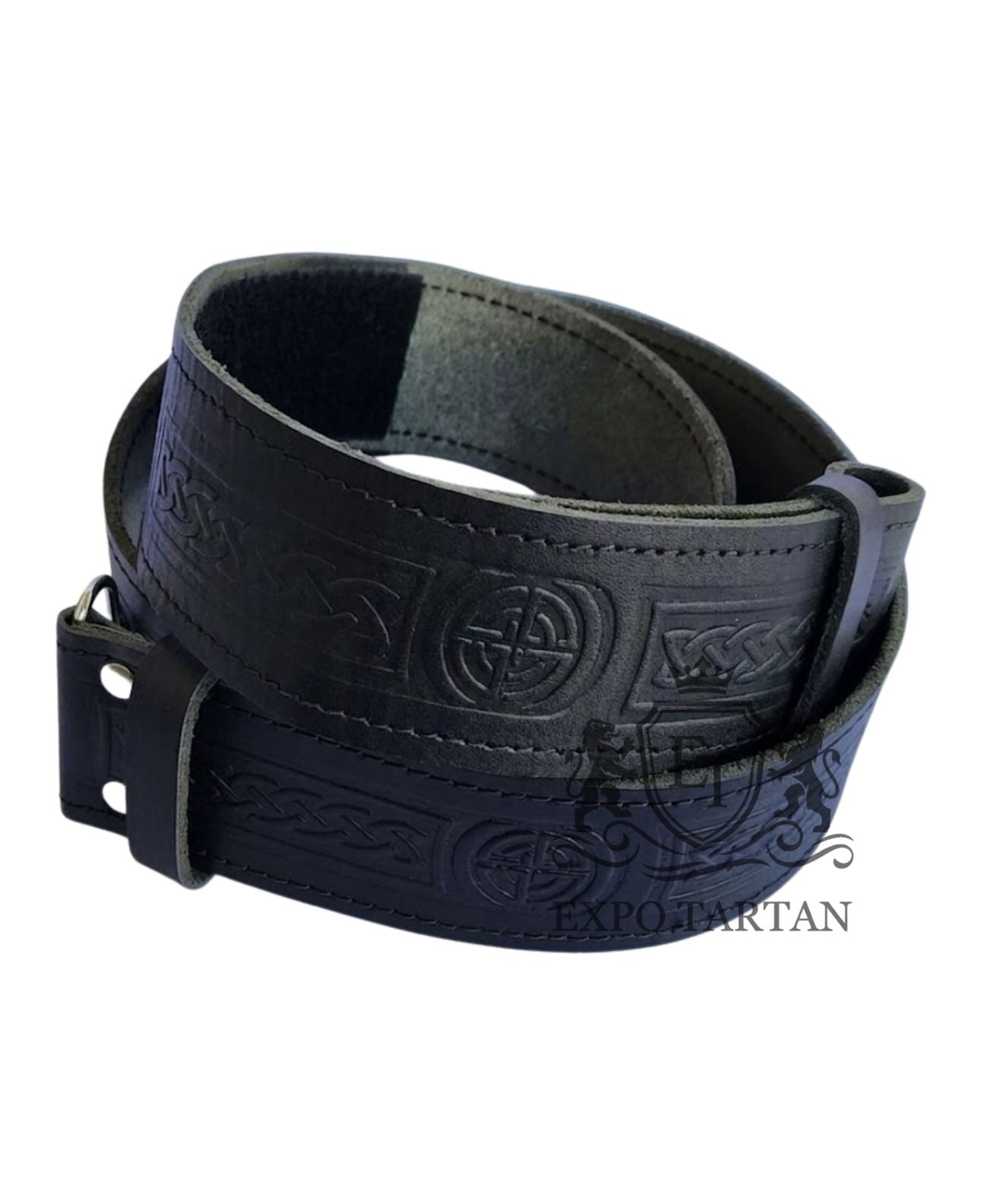 Black Embossed Leather Kilt Belt