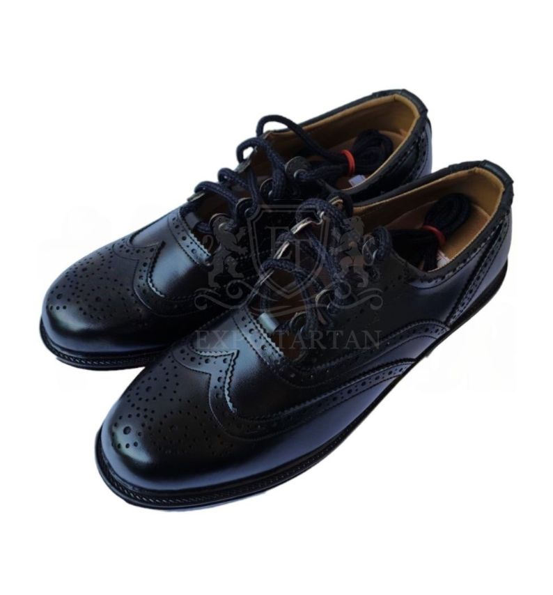 Black Ghillie Brogue Kilt Shoes