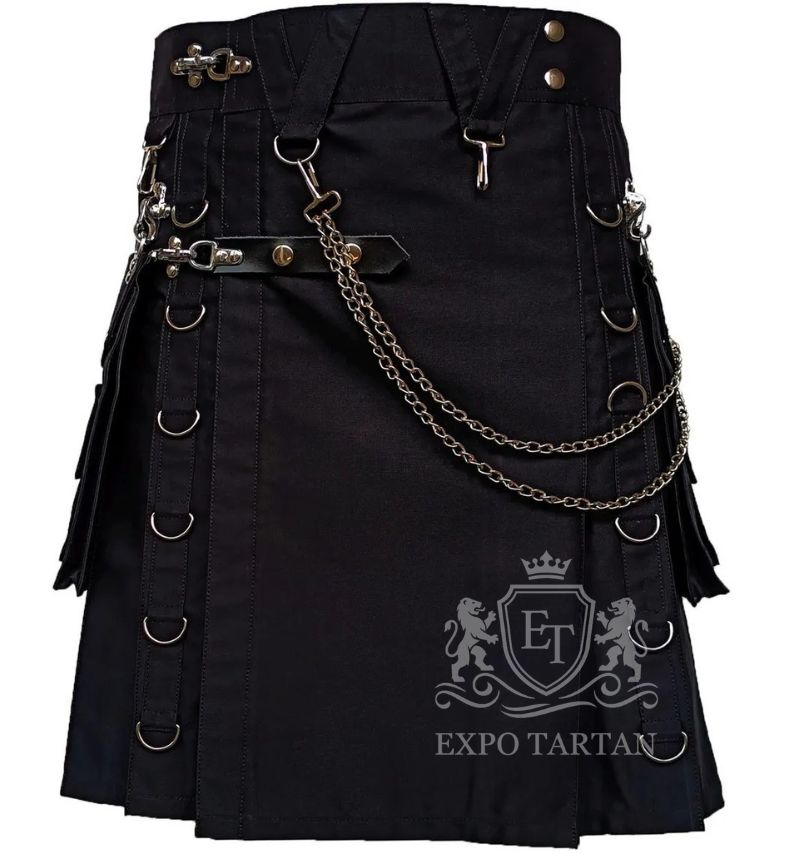 Black Gothic Utility Fashion Kilt 