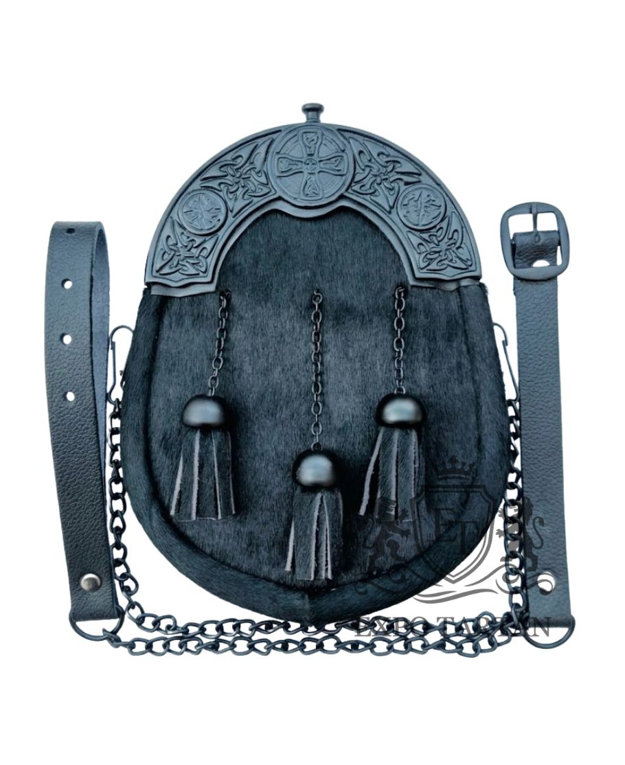 Black Matt Finished Black Calfskin Full Dress Sporran