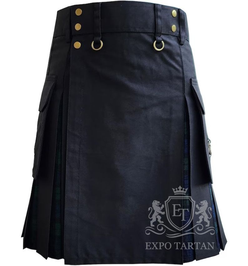 Black Watch Tartan Hybrid Utility Kilt Modern Gothic Scottish Style