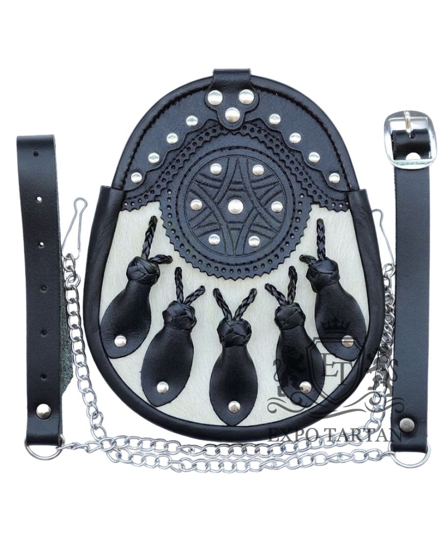 Black With Seal Skin Leather Sporran