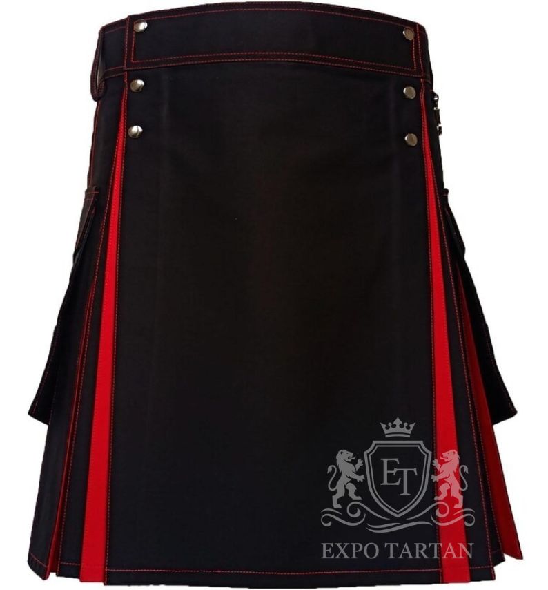 Black & Red Hybrid Utility Kilt Gothic Scottish Fashion