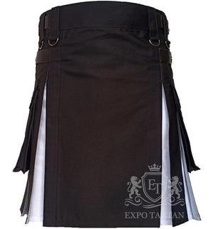 Black & White Hybrid Utility Gothic Steampunk Fashion Kilt 
