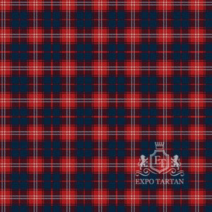 Men's Bon Accord Swatch showing a deep navy sett, intricately intersected by prominent red bands and fine white lines