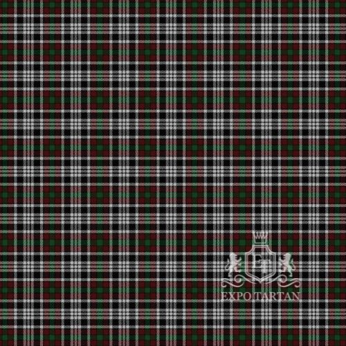Men's Borthwick Dress Swatch showing a deep green and red sett, intricately woven with a dense grid of black and white lines