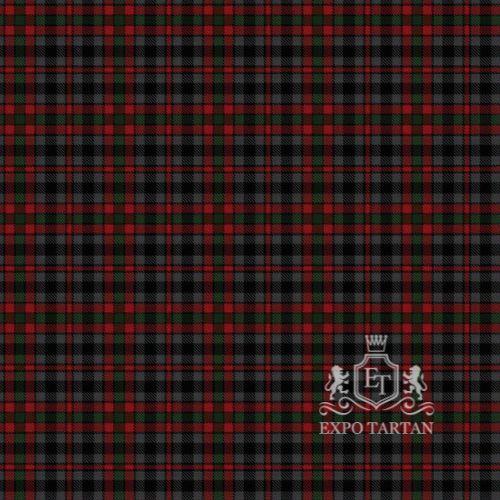 Men's Borthwick Hunting Swatch showing a dense charcoal grey, black, and dark red sett