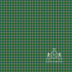 Men's Boucherville District Swatch showing a bright green and blue sett, intricately intersected by white bands and fine bright yellow lines.