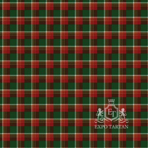 Men's Brisbane Swatch showing a dense forest green and dark red sett, intricately intersected by fine white and golden yellow lines