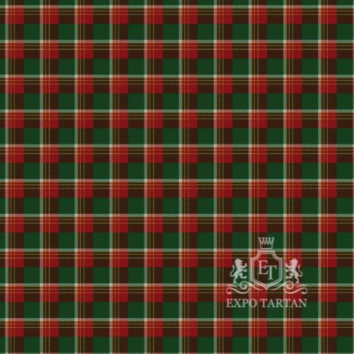 Men's Brisbane Swatch showing a dense forest green and dark red sett, intricately intersected by fine white and golden yellow lines