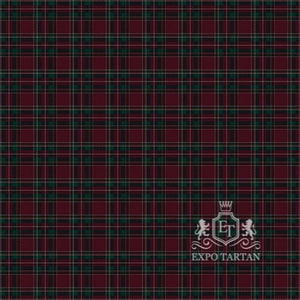 Custom British Caledonian Airways #4 Swatch featuring a burgundy, dark green, black, and gold plaid pattern by Expo Tartan