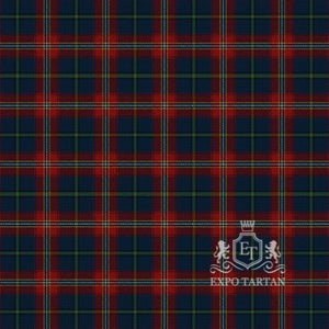 Men's Bro Naoned Swatch showing a deep navy and red sett, intricately intersected by fine bright blue, green, and yellow lines