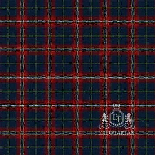 Men's Bro Naoned Swatch showing a deep navy and red sett, intricately intersected by fine bright blue, green, and yellow lines