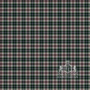 Men's Broad Cove Concert Swatch showing a pale grey and dark green sett, intricately intersected by fine purple and yellow lines