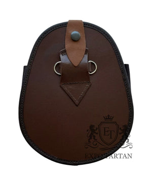 Brown Leather Fashion Kilt Sporran With Stag Head