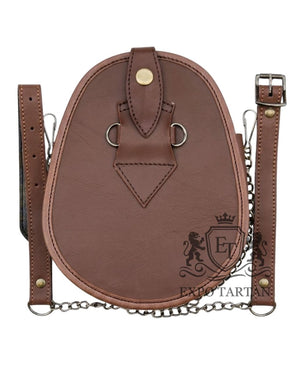 Brown Leather Kilt Sporran With Antique Finish