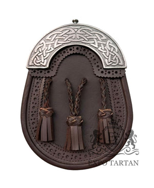 Brown Leather Sporran Antique Celtic Cantle
