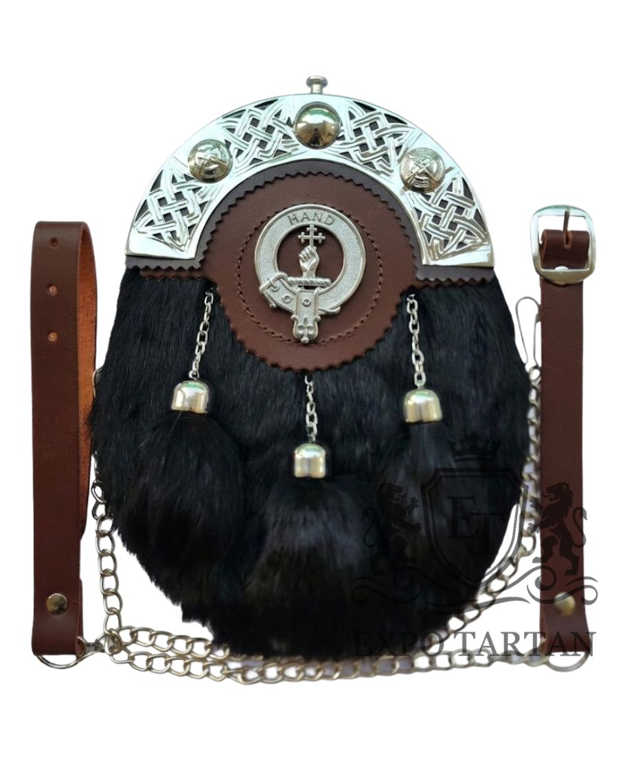 Brown Leather With Black Rabbit Fur Sporran