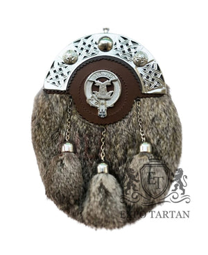Brown Leather With Tan Color Rabbit Fur Sporran
