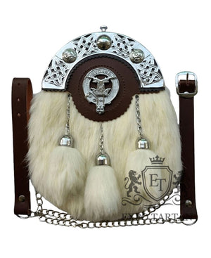 Brown Leather With White Rabbit Fur Sporran
