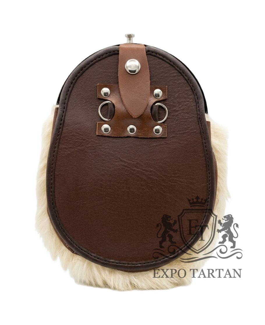 Brown Leather With White Rabbit Fur Sporran