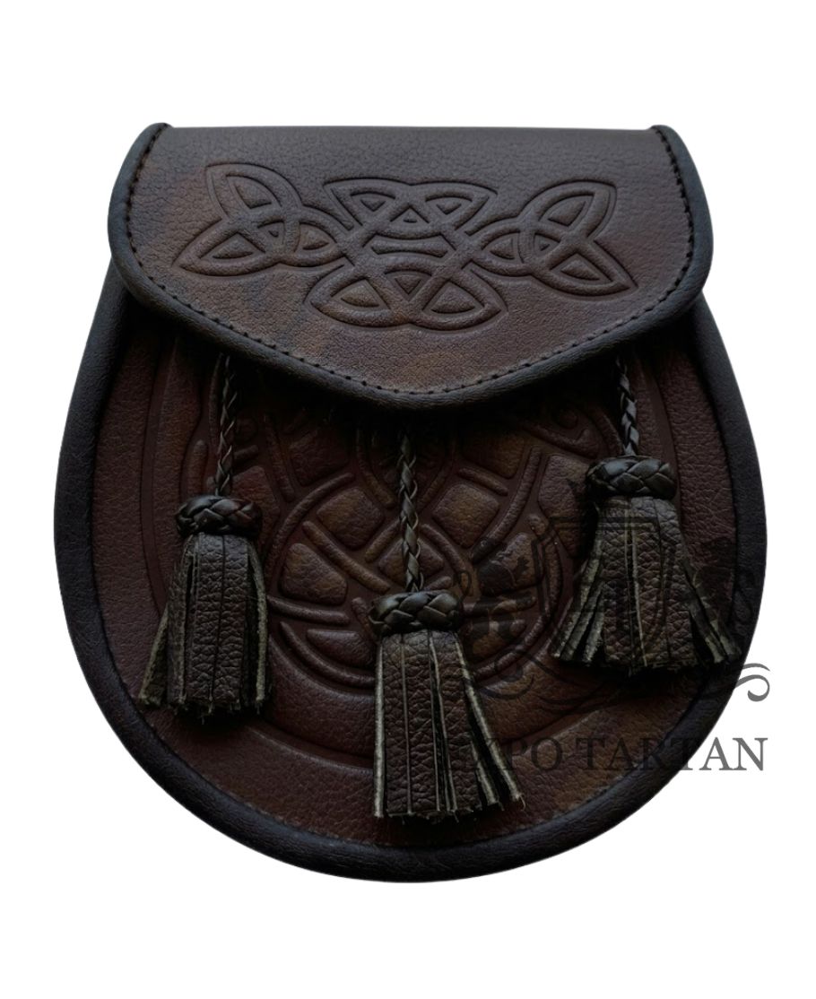 Brown Celtic Embossed Leather Sporran