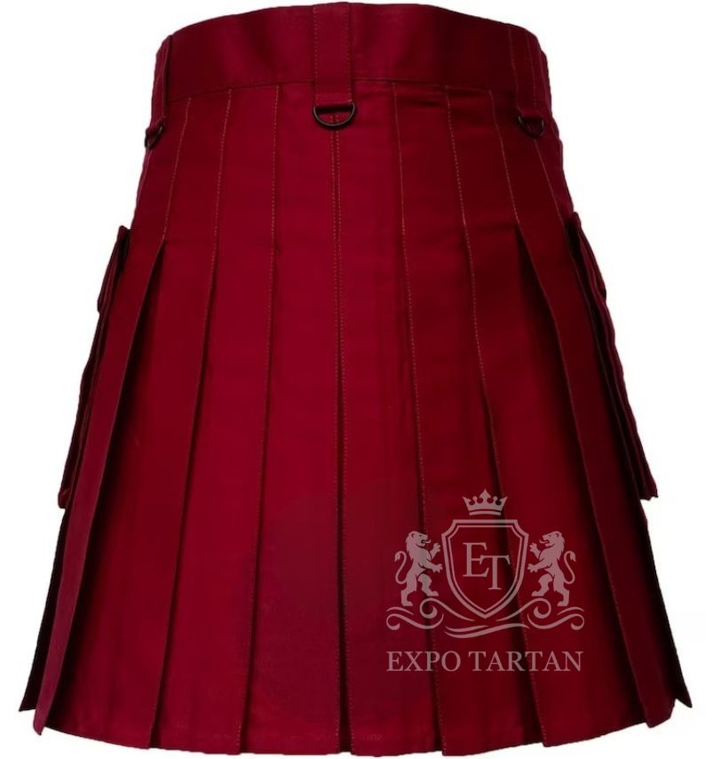 Maroon Utility Kilt Detachable Pockets
