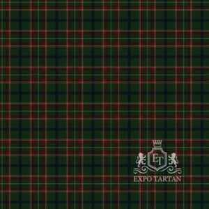 Men's Canadian Caledonian Hunting Swatch showing a deep forest green sett, intricately intersected by navy blue bands and fine red and yellow lines