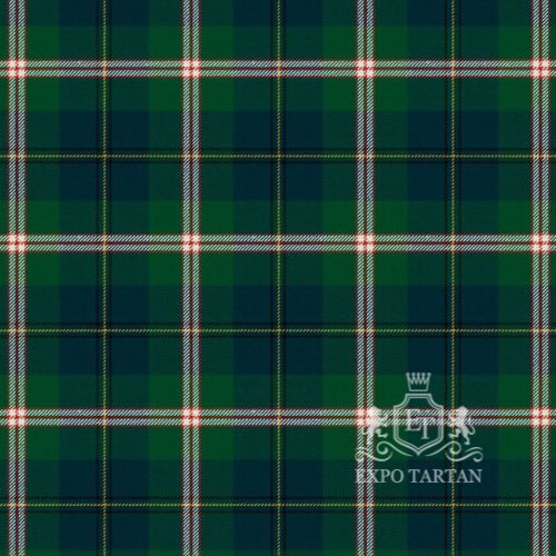 Men's Canadian National Ancient Swatch showing a bright green sett, intricately intersected by dark forest green bands, thick white stripes, and fine red and yellow lines