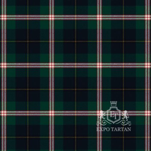 Men's Canadian National Swatch showing a deep green and navy sett, intricately intersected by thick white bands and fine red and yellow lines