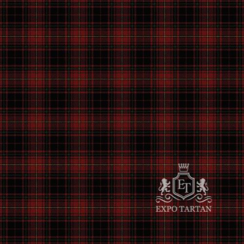 Men's Canterbury Swatch showing a deep burgundy and black sett, intricately intersected by dark green bands and fine white and yellow line