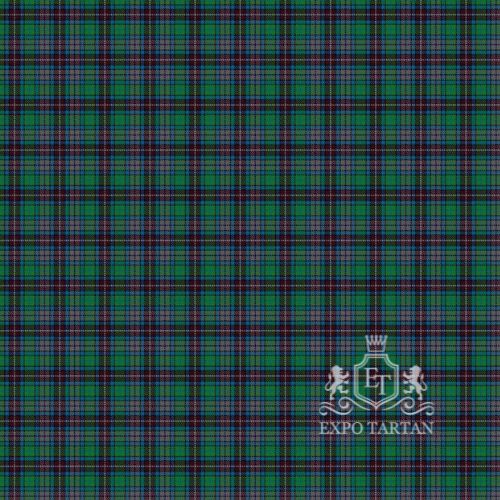 Men's Caribou District Swatch showing a green and navy sett, intricately intersected by burgundy and slate grey bands and fine white overchecks