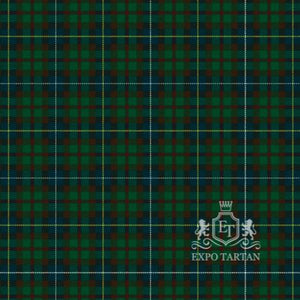 Men's Carinthian National Ancient Swatch showing a green and navy sett, intricately intersected by burgundy bands and fine yellow and white overchecks
