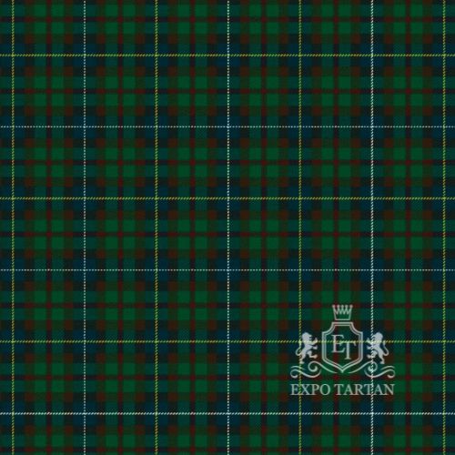 Men's Carinthian National Ancient Swatch showing a green and navy sett, intricately intersected by burgundy bands and fine yellow and white overchecks