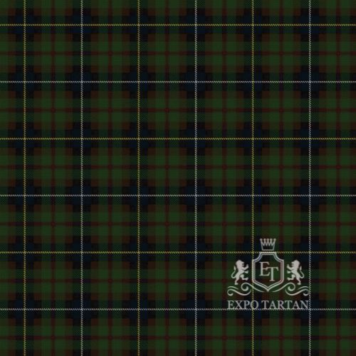 Men's Carinthian National Swatch showing a green and navy sett, intricately intersected by burgundy bands and fine yellow and white overcheck