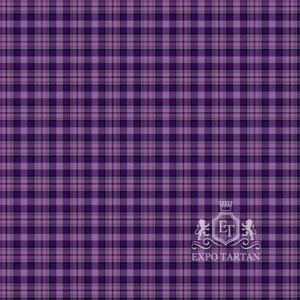 Men's Carse of Gowrie Swatch showing a vibrant purple sett, intricately intersected by broad black bands and fine turquoise lines