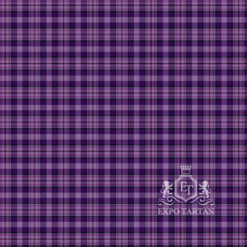 Men's Carse of Gowrie Swatch showing a vibrant purple sett, intricately intersected by broad black bands and fine turquoise lines