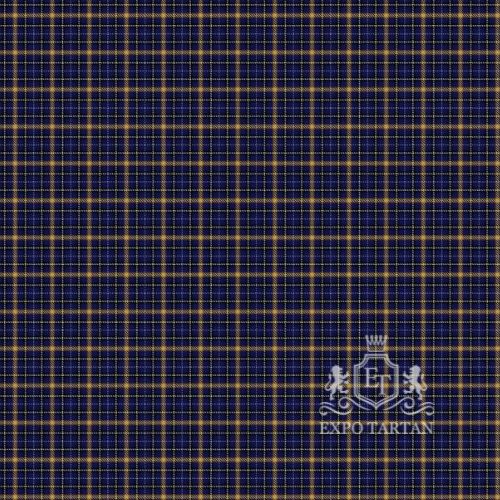 Men's Chandolin Swatch showing a deep navy blue sett, intricately intersected by golden yellow bands and fine white overchecks.