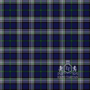 Men's Change Mental Health Swatch showing a deep navy blue sett, intricately intersected by white and black bands and fine green overchecks