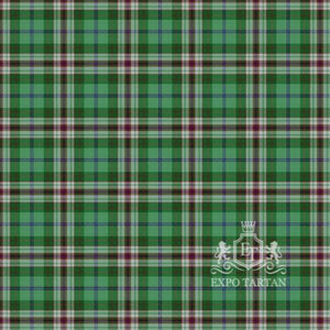Men's Charlottetown Swatch showing a bright green sett, intricately intersected by white and dark green bands with fine burgundy and blue overcheck